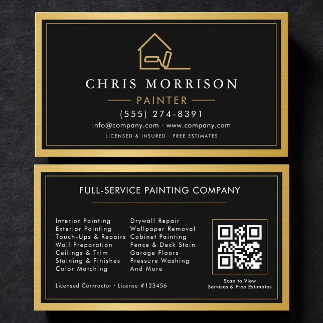 Visite Carte de peintre en bâtiment Code QR Métal Or (Créateur téléchargé)