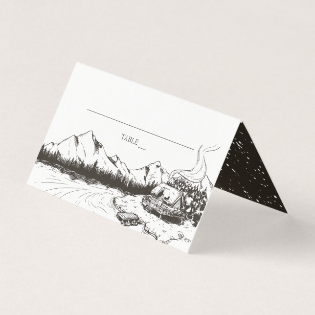 Visite Carte de placement de mariage en montagne hivernal (Devant)