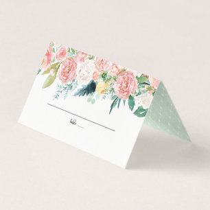 Visite Carte de placement de mariage floral d'été rougiss