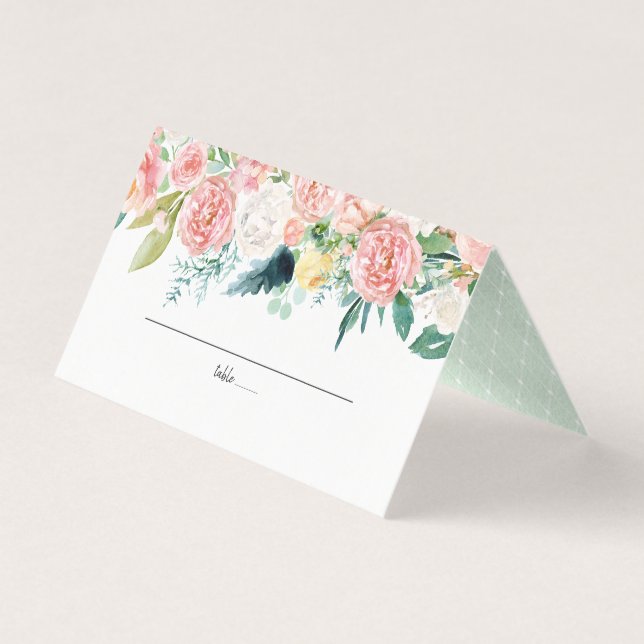 Visite Carte de placement de mariage floral d'été rougiss (Devant)