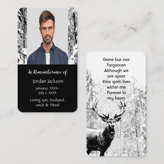Visite Carte de poche mémoire Masculine Cerf (Devant / Derrière)