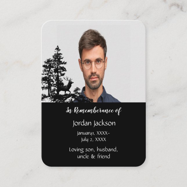 Visite Carte de poche mémoire Masculine Cerf (Devant)