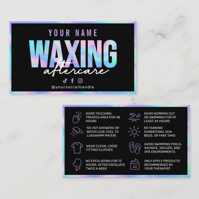 Visite Carte de postsoins Holographique Waxing (Devant / Derrière)