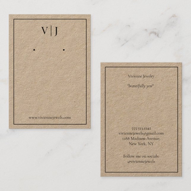 Visite Carte de Présentation de Bijoux de Monogramme à 2  (Devant / Derrière)