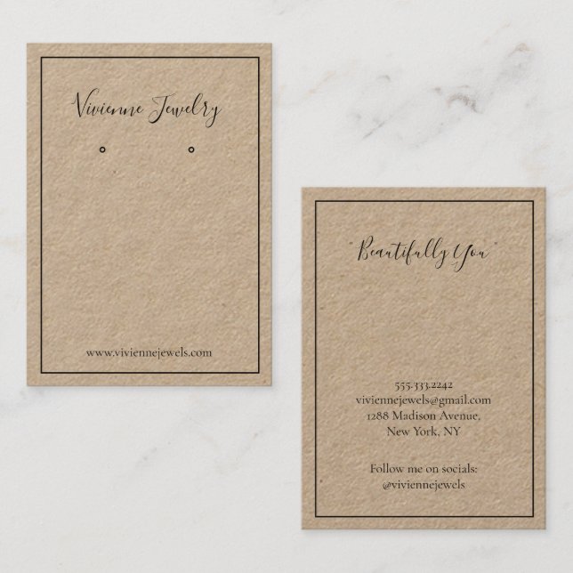 Visite Carte de présentation de bijoux de typographie per (Devant / Derrière)