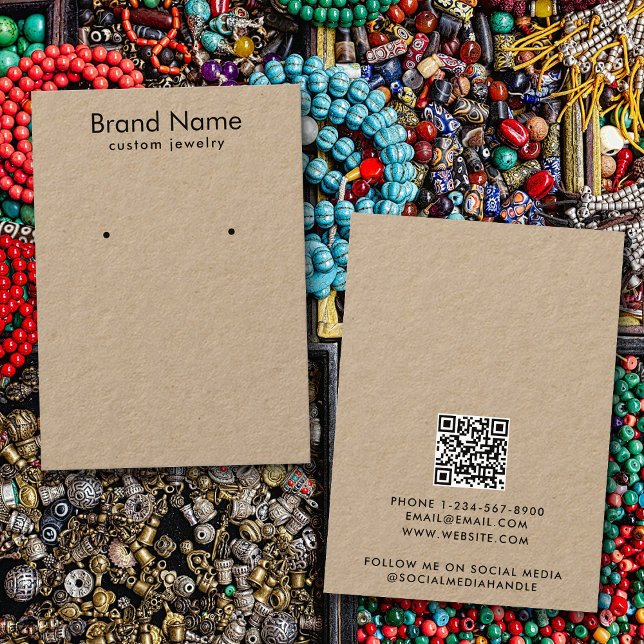 Visite Carte de présentation de bijoux en kraft minimalis (Modern Minimalist Kraft Jewelry Display Card)