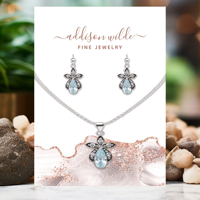 Visite Carte de présentation de bijoux en marbre blanc ag (Créateur téléchargé)