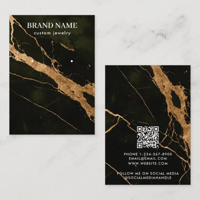 Visite Carte de présentation de bijoux en marbre noir mod (Devant / Derrière)