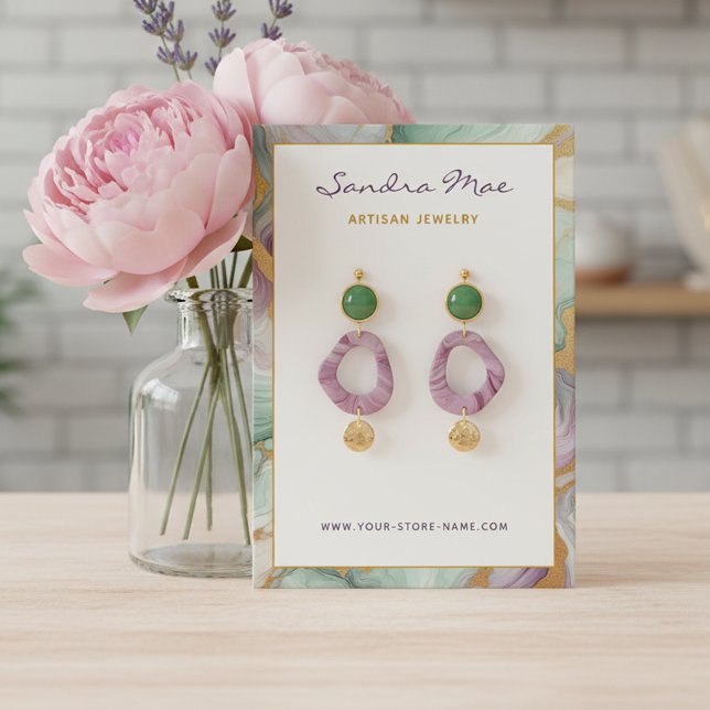 Visite Carte de Présentation de Bijoux en Marbre Pailleté (Créateur téléchargé)