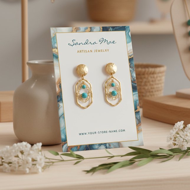 Visite Carte de Présentation de Bijoux en Marbre Pailleté (Créateur téléchargé)
