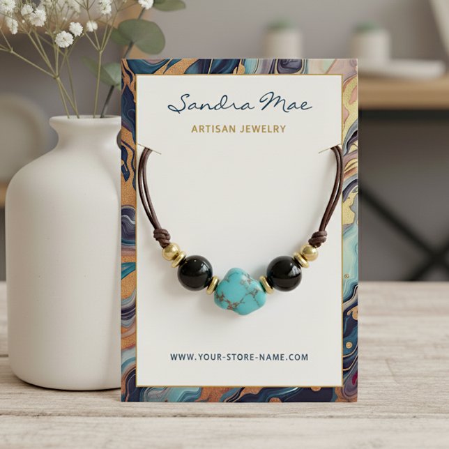 Visite Carte de Présentation de Bijoux en Marbre Pailleté (Créateur téléchargé)
