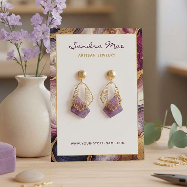 Visite Carte de Présentation de Bijoux en Marbre Pailleté (Créateur téléchargé)