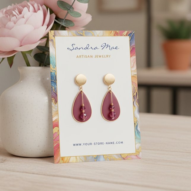 Visite Carte de Présentation de Bijoux en Marbre Pailleté (Créateur téléchargé)
