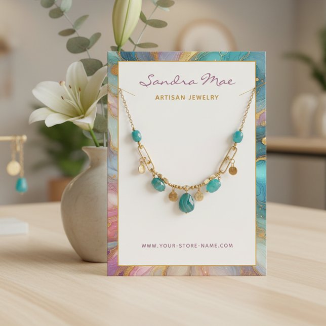 Visite Carte de Présentation de Bijoux en Marbre Pailleté (Créateur téléchargé)