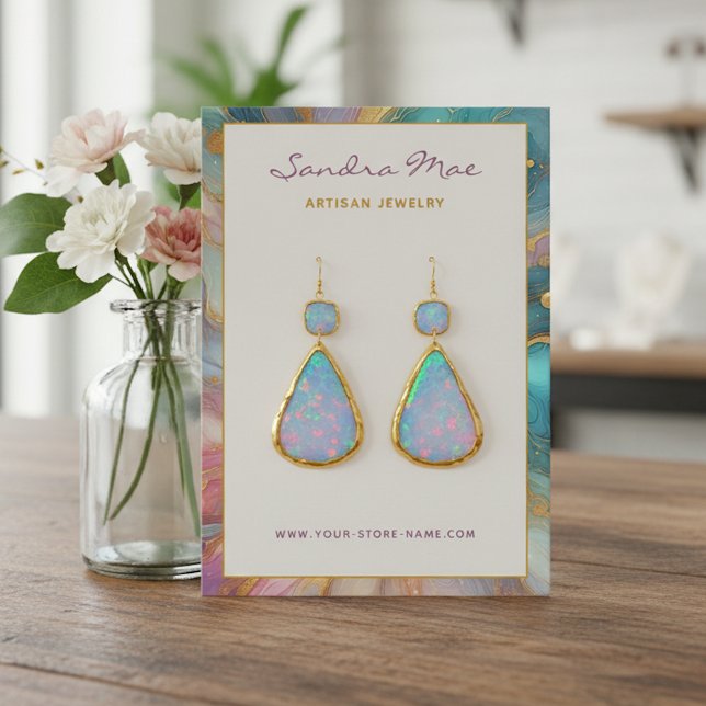 Visite Carte de Présentation de Bijoux en Marbre Pailleté (Créateur téléchargé)