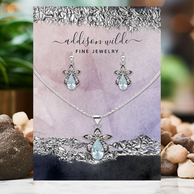 Visite Carte de présentation de bijoux moderne argent noi (Créateur téléchargé)