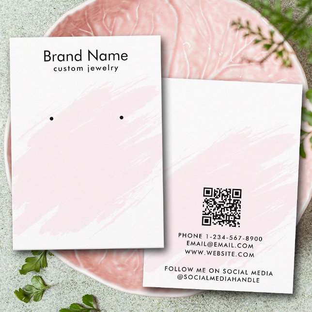 Visite Carte de présentation de bijoux rose aquarelle mod (Modern Watercolor Pink Jewelry Display Card)