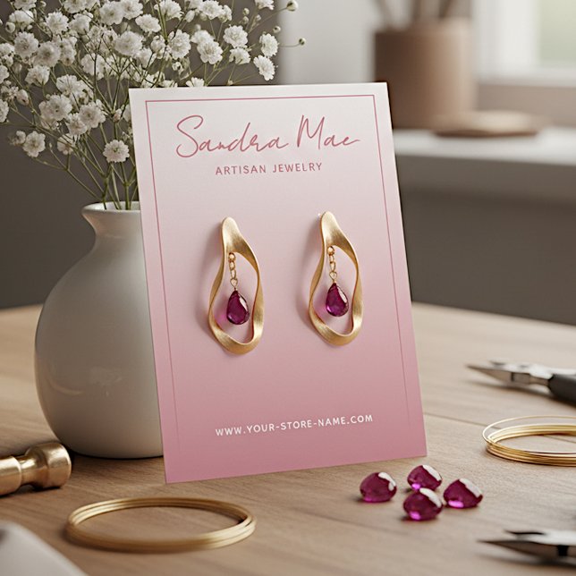 Visite Carte de Présentation de Bijoux Rose Poussiéreux P (Créateur téléchargé)