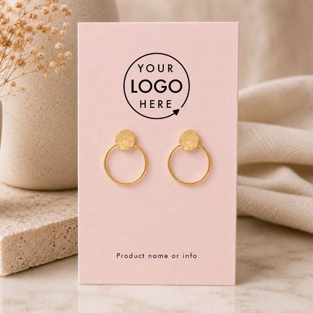 Visite Carte de Présentation de Boucles d'Oreilles | Prés (Modern feminine blush pink earring display card by Guava - clean, stylish, and customizable)