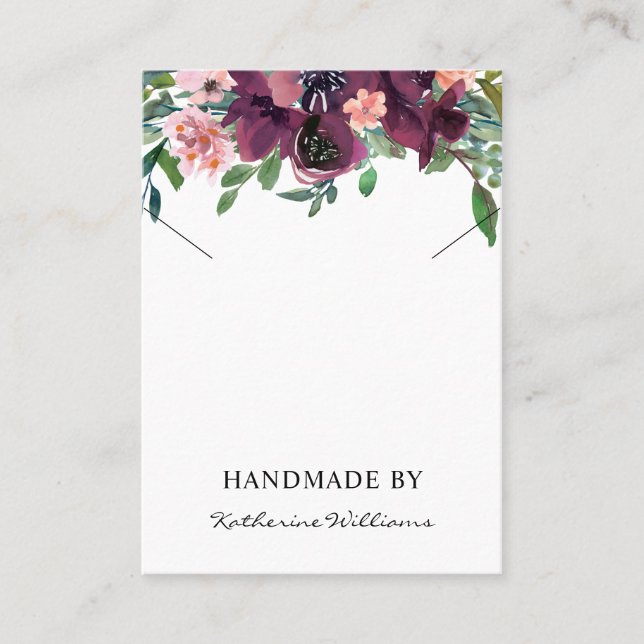 Visite Carte de présentation de collier Fleur aquarelle b (Devant)