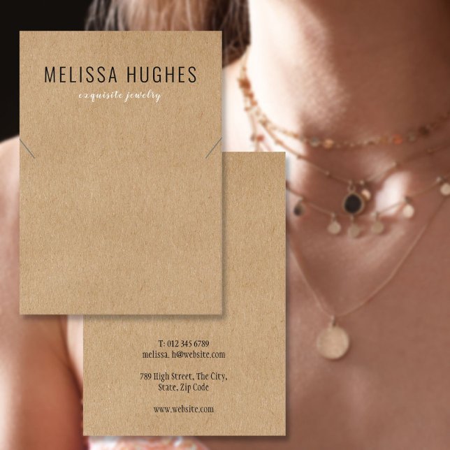 Visite Carte de présentation de collier rustique moderne  (Simple Modern Rustic Necklace Jewelry Display Card)