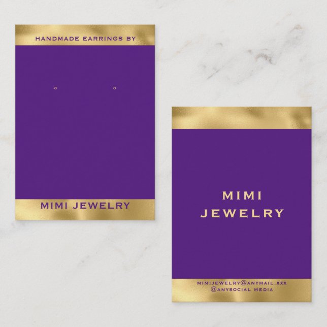 Visite Carte de Présentation de Luxe pour Boucles d'Oreil (Devant / Derrière)