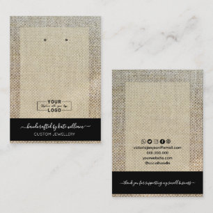 Visite Carte de présentation en lin beige avec VOTRE LOGO