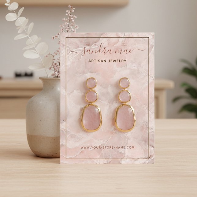 Visite Carte de présentation en marbre rose corail rosé (Créateur téléchargé)