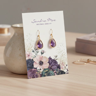 Visite Carte de présentation florale rose violet avec pai