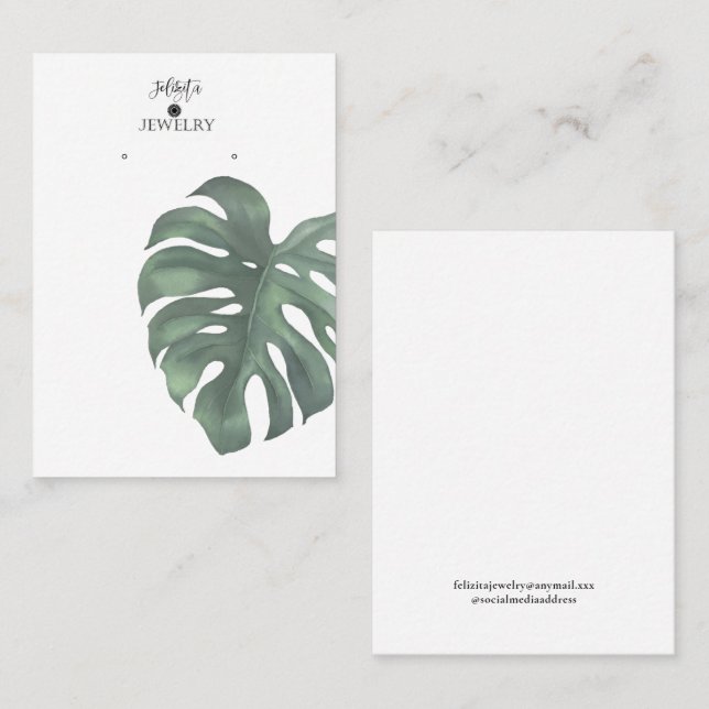 Visite Carte de Présentation Moderne Monstera pour Boucle (Devant / Derrière)