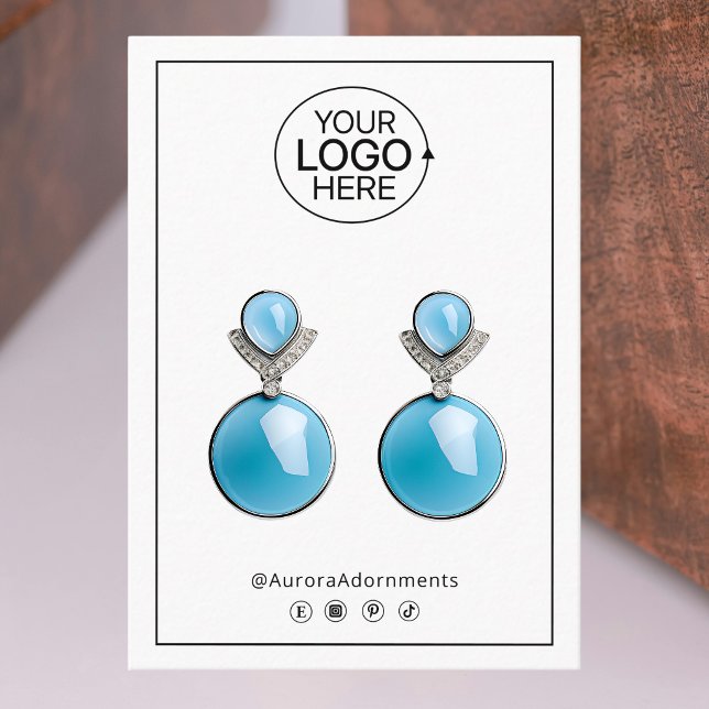 Visite Carte de présentation pour boucle d'oreille noir e (Earring Add Your Logo Black and White Display Card)