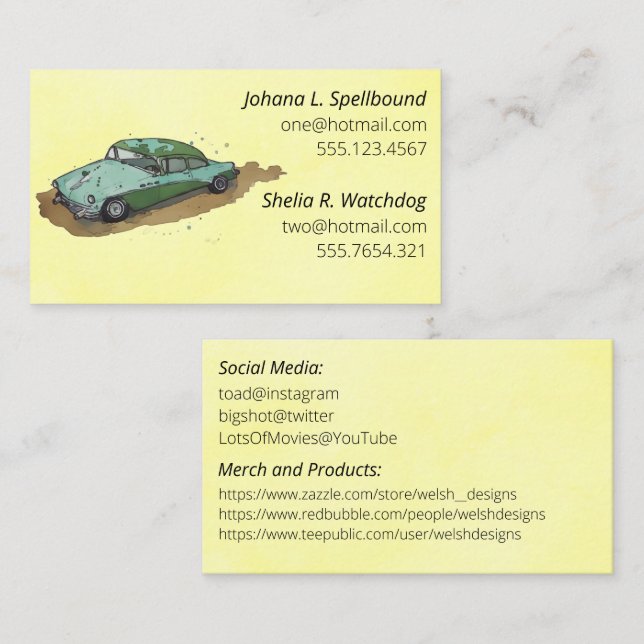 Visite Carte de présentation sociale jaune - berline (Devant / Derrière)