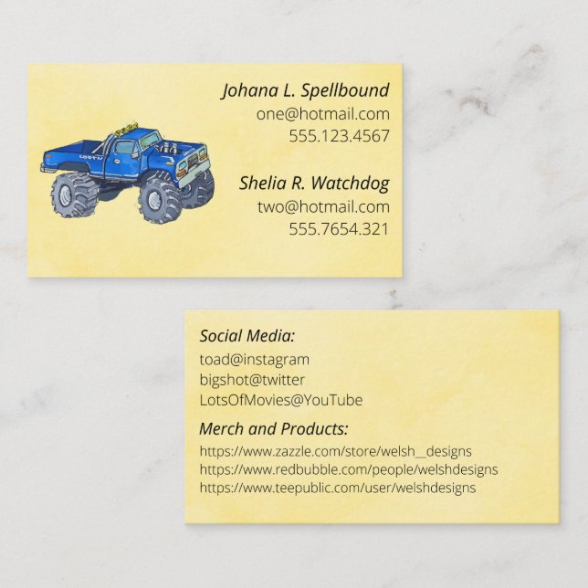 Visite Carte de présentation sociale jaune - ramassage (Devant / Derrière)