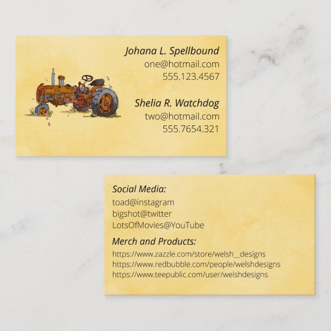 Visite Carte de présentation sociale Orange-tracteur (Devant / Derrière)