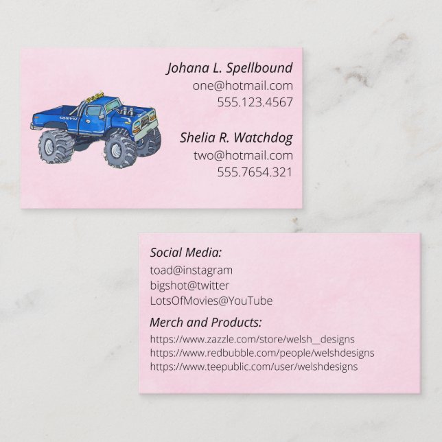 Visite Carte de présentation sociale rose - ramassage (Devant / Derrière)