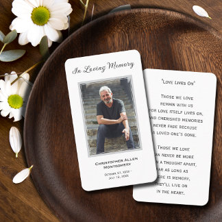 Visite Carte de prière commémorative de la photo funérair