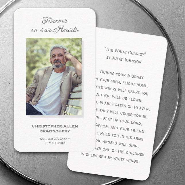 Visite Carte de prière commémorative de la photo funérair (Simple Funeral Photo Sympathy Memorial Prayer Cards 3.5"  2")