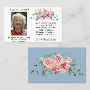 Visite Carte de prière commémorative florale rose élégant