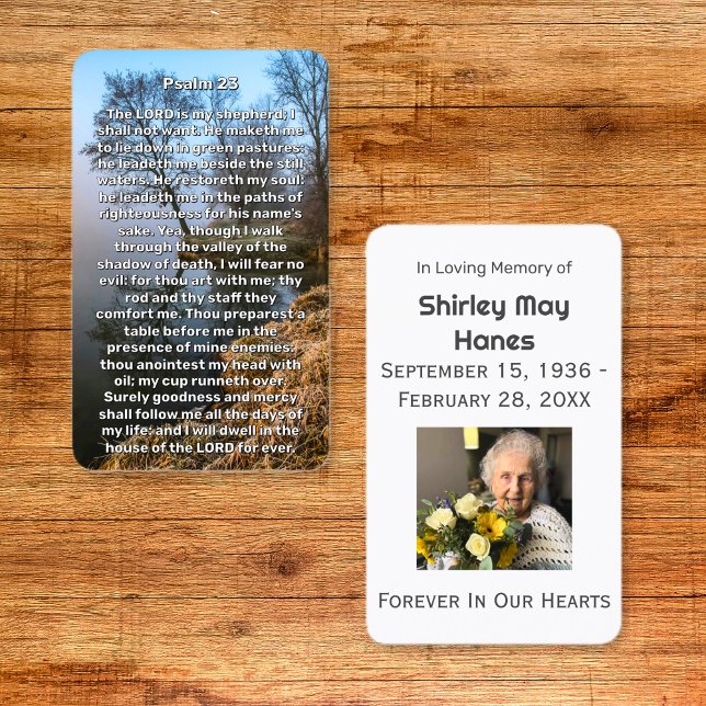 Visite Carte de prière commémorative Psalm 23 Calm Lake (Psalm 23 Calm Lake Memorial Prayer Cards)