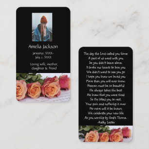 Visite Carte de prière commémorative Roses Jardin Fleurs