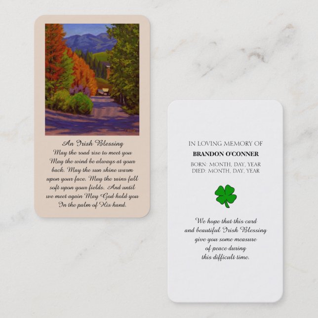 Visite Carte de prière de condoléances avec bénédiction i (Devant / Derrière)
