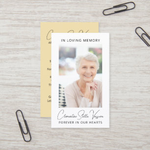 Visite Carte de prière de deuil simple avec photo