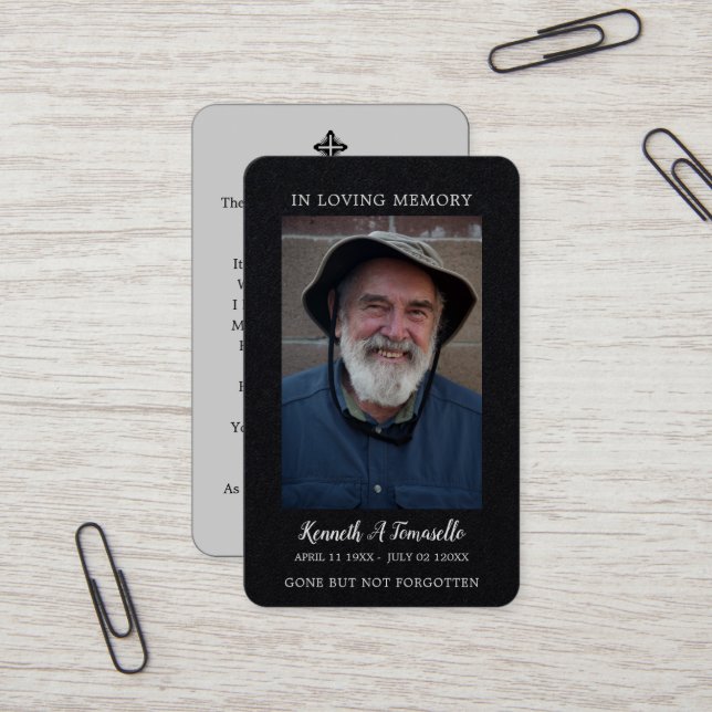 Visite Carte de prière de deuil simple avec photo (Devant/Arrière en situation)