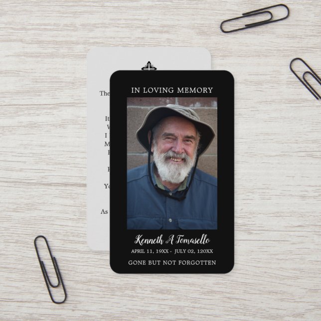 Visite Carte de prière de deuil simple avec photo (Devant/Arrière en situation)