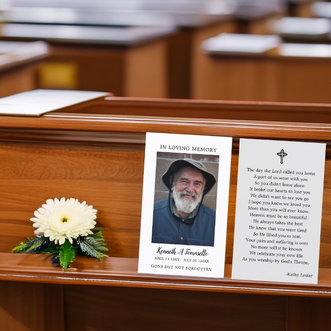 Visite Carte de prière de deuil simple avec photo (Simple Funeral Memorial Prayer Photo Card)