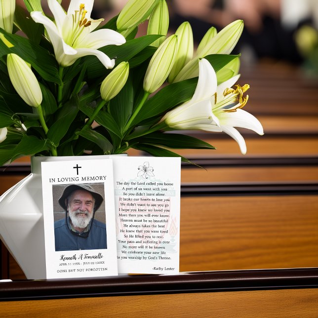 Visite Carte de prière de deuil simple avec photo (Simple Funeral Memorial Prayer Photo Card)