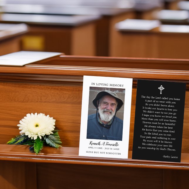Visite Carte de prière de deuil simple avec photo (Simple Funeral Memorial Prayer Photo Card)