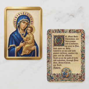Visite carte de prière de la Vierge Marie