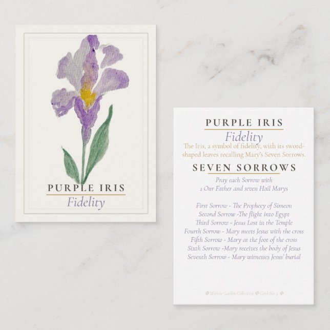 Visite Carte de prière du jardin marianiste à l'iris pour (Devant / Derrière)