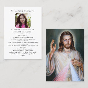 Visite Carte de prière funéraire catholique de la Divine 